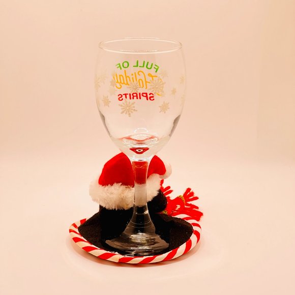 Full Of Holiday Spirits Wine Glass with Christmas Penguin Coaster - Picture 5 of 7